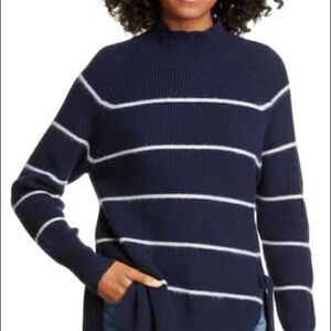 REBECCA TAYLOR NWT Blue Striped Wool Turtle Neck XSMALL